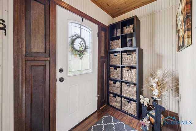 1805 Heatherdowns Blvd, Toledo, OH 43614 - entrance foyer featuring dark wood-type flooring, healthy amount of natural light, and wood ceiling