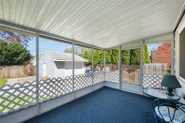 view of unfurnished sunroom