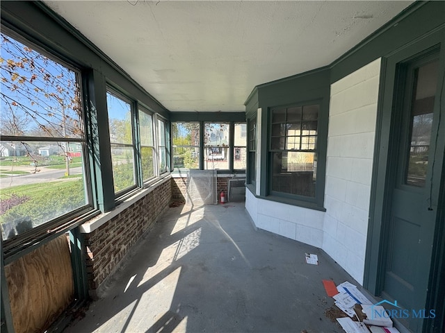 view of unfurnished sunroom