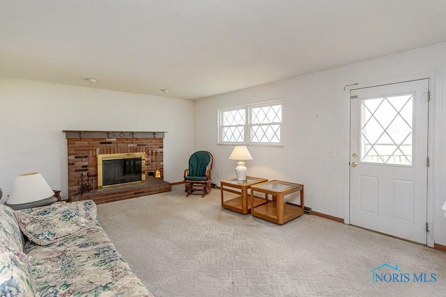 400 Orchard View Dr, Maumee, OH 43537 - living area with light carpet and a fireplace
