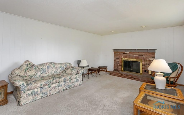 400 Orchard View Dr, Maumee, OH 43537 - living area featuring carpet flooring and a brick fireplace