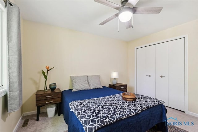 544 Jacqueline Ct, Holland, OH 43528 - bedroom featuring carpet, baseboards, a closet, and ceiling fan