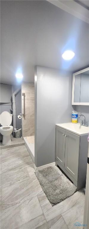 1773 Valley Way Dr, Toledo, OH 43614 - bathroom with vanity, a shower stall, and toilet