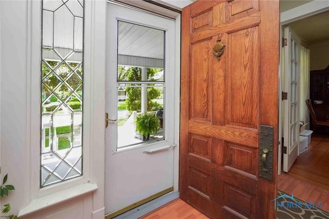 202 Hancock St, Findlay, OH 45840 - doorway to outside featuring light wood finished floors