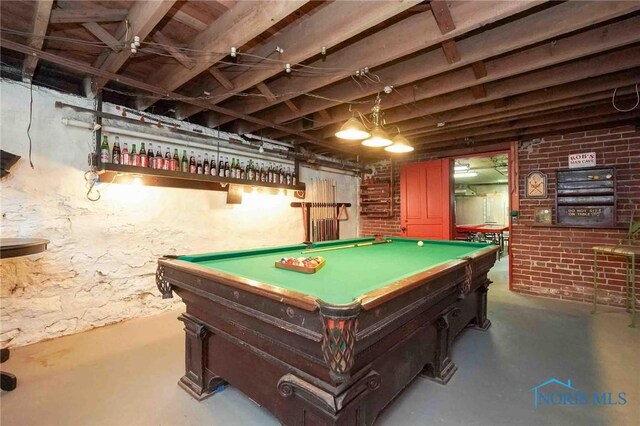 202 Hancock St, Findlay, OH 45840 - recreation room featuring finished concrete floors and billiards