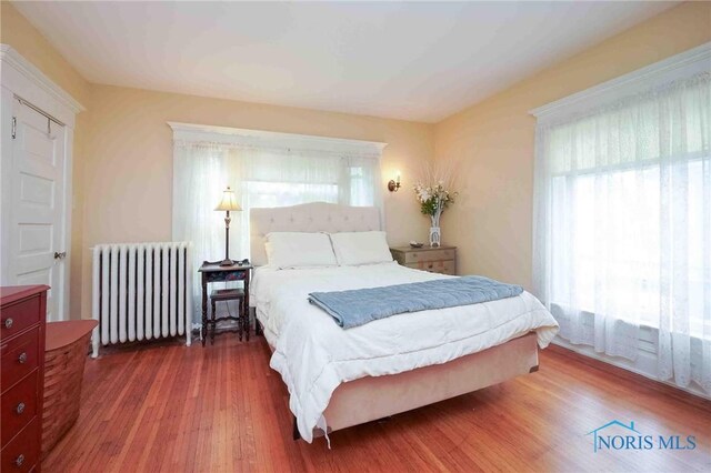 202 Hancock St, Findlay, OH 45840 - bedroom featuring radiator, multiple windows, and wood finished floors