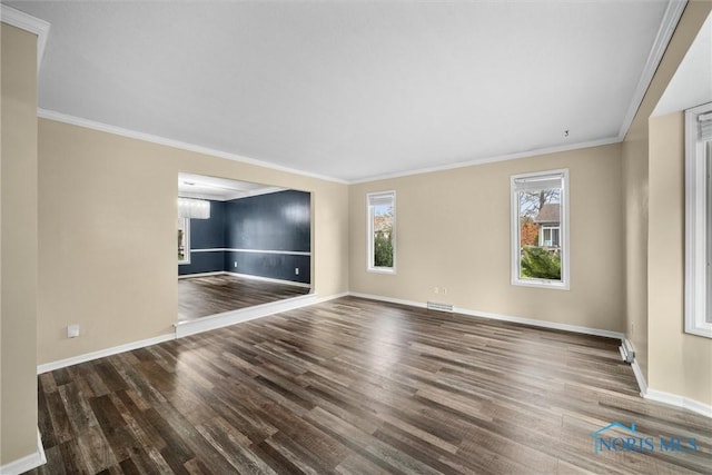 6142 Welsford Ct, Maumee, OH 43537 - unfurnished living room with crown molding, baseboards, and wood finished floors