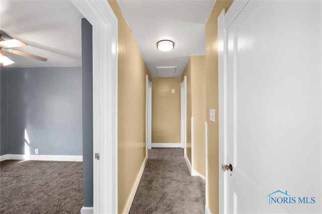 4242 Fairview Dr, Toledo, OH 43612 - corridor featuring carpet, baseboards, and attic access