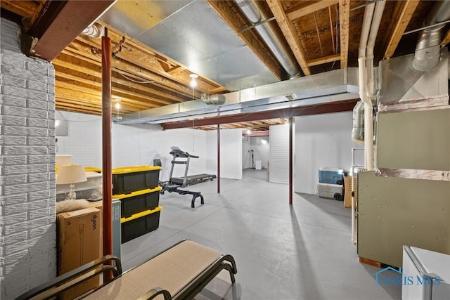 below grade area with heating unit
