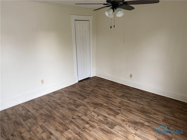 444 Rector Ave, Findlay, OH 45840 - empty room with a ceiling fan, dark wood-style floors, and baseboards