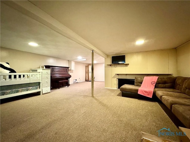 living room featuring carpet floors