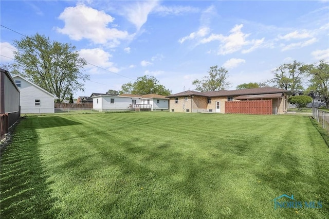 view of yard with a fenced backyard