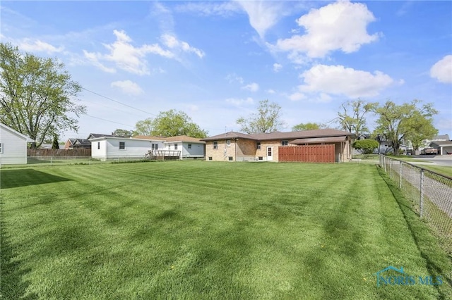 view of yard with a fenced backyard