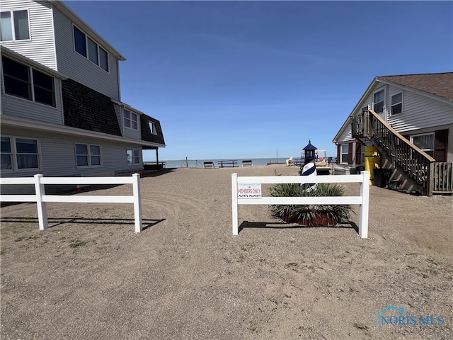 view of yard with a water view