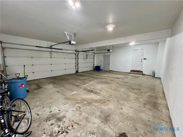 garage with a garage door opener
