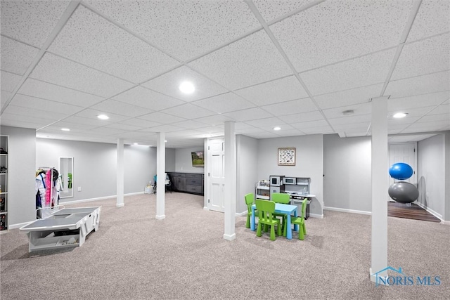 1135 Pimlico Park, Holland, OH 43528 - game room with baseboards, carpet flooring, recessed lighting, and a paneled ceiling