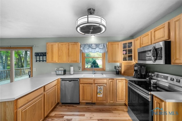 2515 S Berkey Southern Rd, Swanton, OH 43558 - kitchen featuring stainless steel appliances, a sink, a peninsula, and healthy amount of natural light