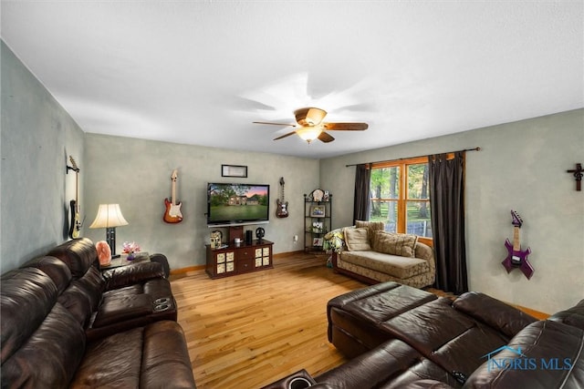 2515 S Berkey Southern Rd, Swanton, OH 43558 - living room with wood finished floors and ceiling fan