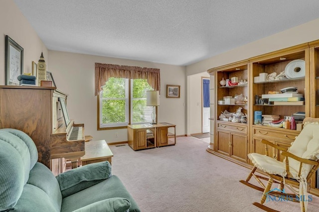 3739 Wild Pheasant Ln, Sylvania, OH 43560 - living area featuring light colored carpet, a textured ceiling, and baseboards