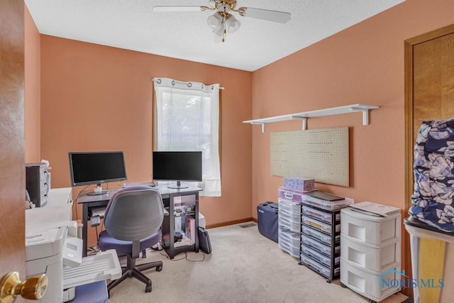 3739 Wild Pheasant Ln, Sylvania, OH 43560 - carpeted office space featuring a ceiling fan and a textured ceiling