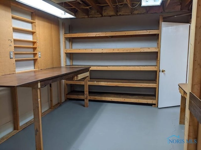 view of unfinished basement