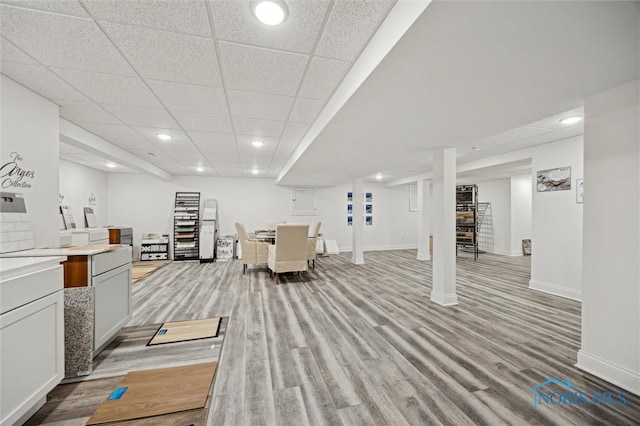interior space with recessed lighting, baseboards, and light wood-style floors