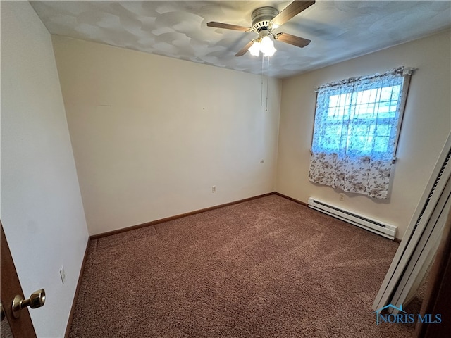 716 N Union St Unit B, Fostoria, OH 44830 - spare room with carpet flooring, ceiling fan, baseboards, and baseboard heating