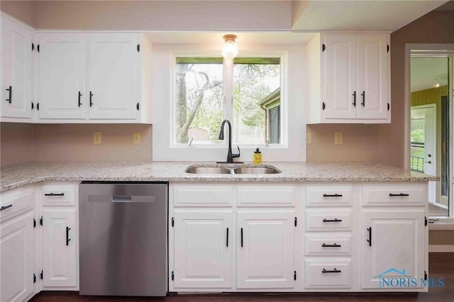 1440 N State Route 19, Republic, OH 44867 - kitchen featuring a sink, light stone counters, white cabinets, and stainless steel dishwasher