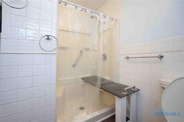 1440 N State Route 19, Republic, OH 44867 - bathroom featuring tile walls, a stall shower, and toilet