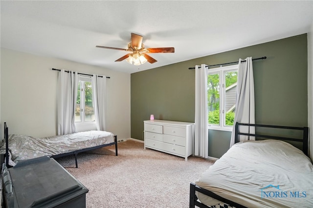 2369 Saint James Woods Blvd, Toledo, OH 43617 - carpeted bedroom featuring multiple windows, ceiling fan, and baseboards