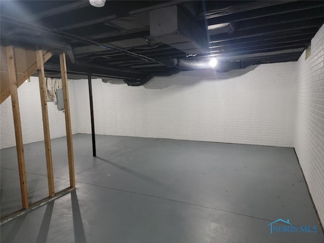 view of unfinished basement