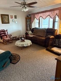 1805 Ayersville Ave, Defiance, OH 43512 - carpeted living room with ceiling fan