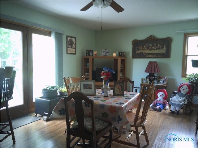 1805 Ayersville Ave, Defiance, OH 43512 - dining room with a ceiling fan and wood finished floors