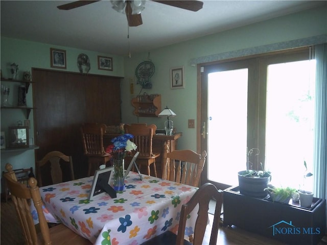 1805 Ayersville Ave, Defiance, OH 43512 - dining space featuring ceiling fan and wood finished floors