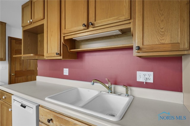 1137 Rosedale St, Maumee, OH 43537 - kitchen featuring dishwasher, a sink, open shelves, and light countertops