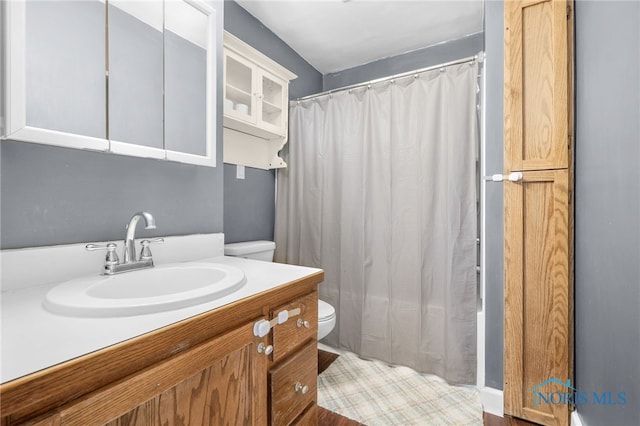 4835 291st St, Toledo, OH 43611 - full bathroom with toilet, vanity, and a shower with curtain