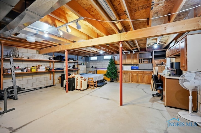 view of unfinished basement