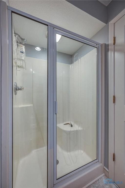 bathroom with a shower stall