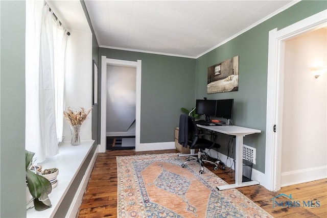 1407 Kenyon Dr, Toledo, OH 43614 - office featuring wood finished floors, crown molding, and baseboards