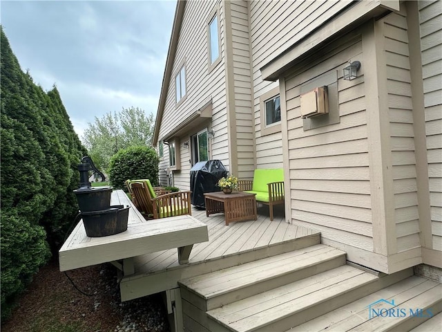 deck with a grill