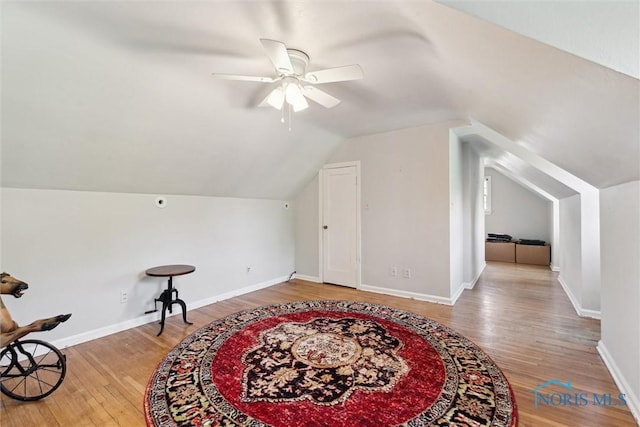 3766 Edgevale Rd, Toledo, OH 43606 - additional living space featuring wood finished floors, lofted ceiling, ceiling fan, and baseboards