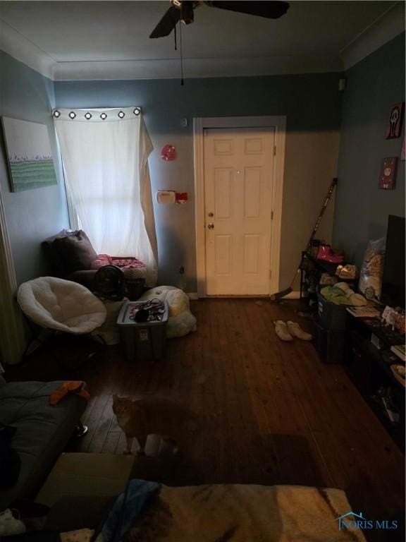 362 Burger St, Toledo, OH 43605 - interior space with ceiling fan, ornamental molding, and hardwood / wood-style floors