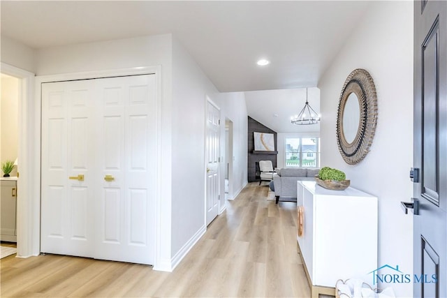 26328 Stillwater Dr, Perrysburg, OH 43551 - entryway featuring light wood finished floors, recessed lighting, a chandelier, and baseboards