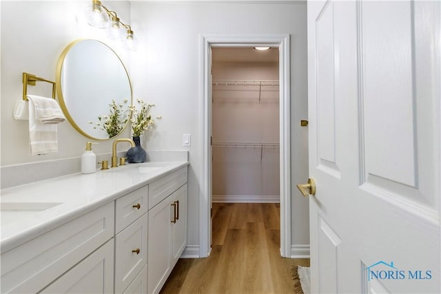 26328 Stillwater Dr, Perrysburg, OH 43551 - full bath featuring double vanity, wood finished floors, and a walk in closet