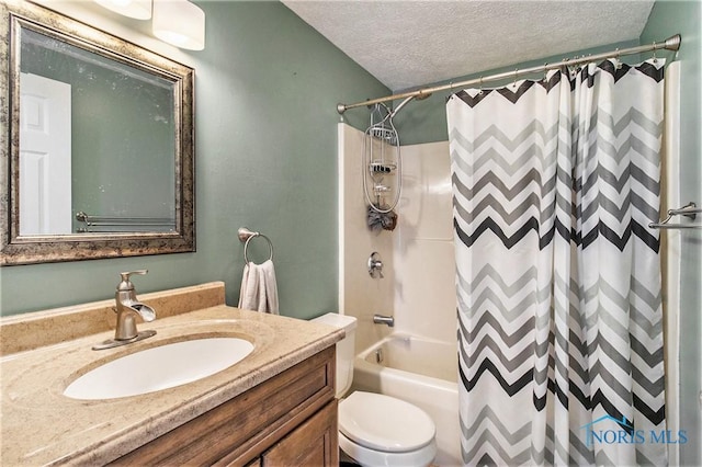 29058 White Rd, Perrysburg, OH 43551 - full bathroom with vanity, shower / bath combo, toilet, and a textured ceiling