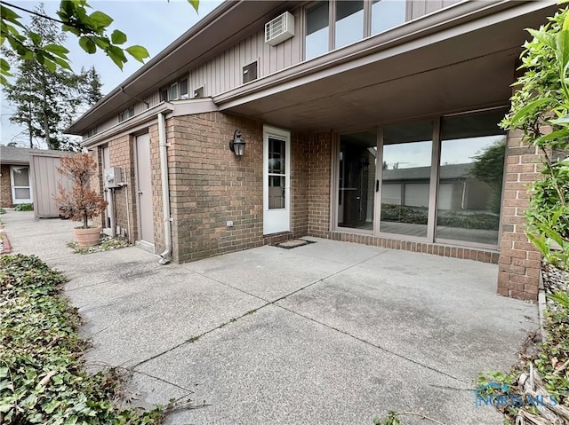 exterior space with an AC wall unit