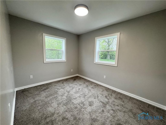 spare room with baseboards, plenty of natural light, and carpet floors