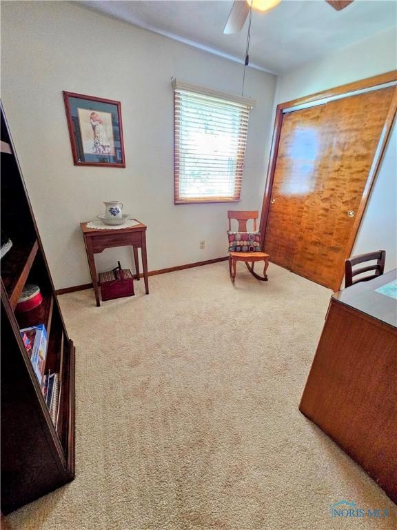 24046 Defiance Pike, Custar, OH 43511 - sitting room with ceiling fan, carpet flooring, and baseboards