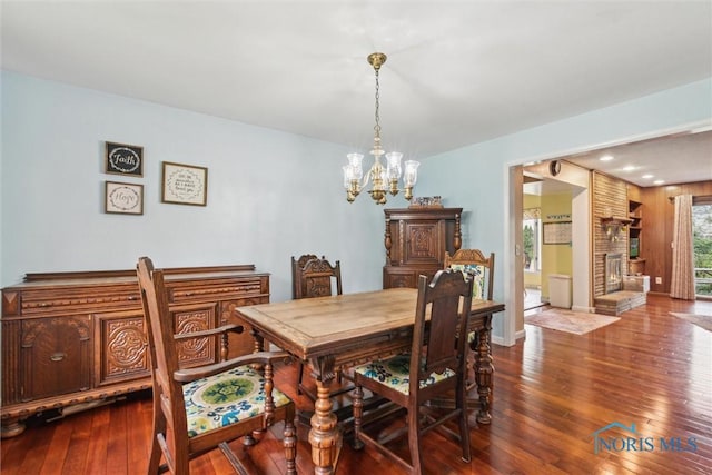 3448 Corey Rd, Toledo, OH 43615 - dining area featuring a chandelier, hardwood / wood-style flooring, recessed lighting, and baseboards