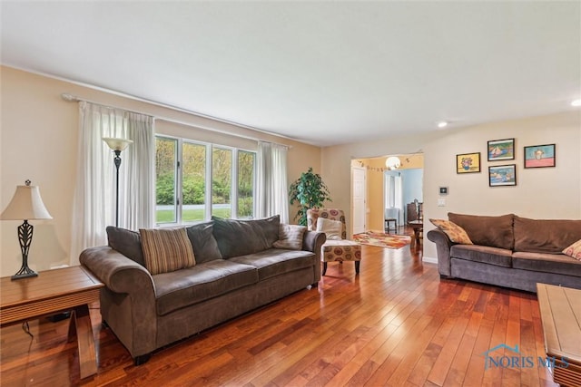 3448 Corey Rd, Toledo, OH 43615 - living room featuring hardwood / wood-style flooring and recessed lighting